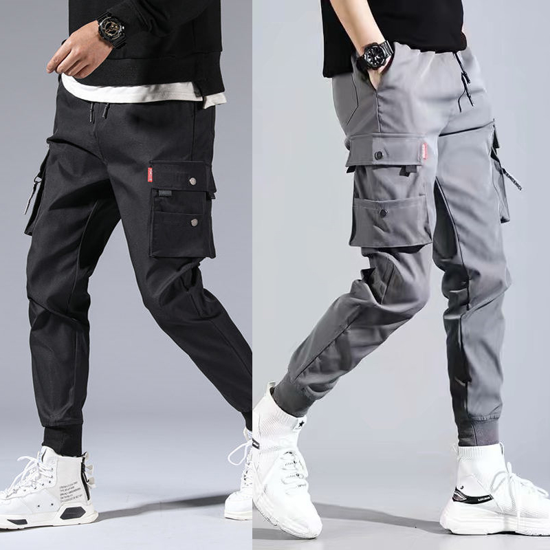 Calça Japonesa Retro Multi-pocket Work Pants Homens Street Wear Loose-fitting Casual Pants Homens Trendy