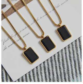 Colar Geométrico Quadrado De Diamante Preto , Moda E Doce