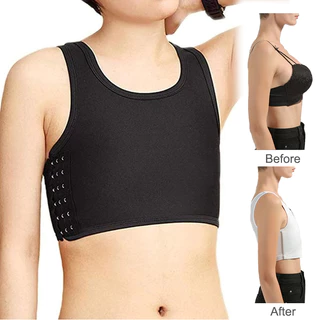XS 5XL Plus Encadernador De Peito Para Lésbica Com Gancho Mulher Homens Mamas Grandes Tomboy Transgênero Ftm Trans Pull Over Vest Tops