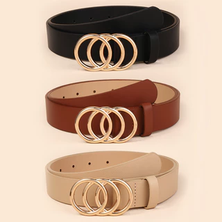 Fivela de três anéis de liga de três anéis Decoração Ladies Trendy All-Match Belt