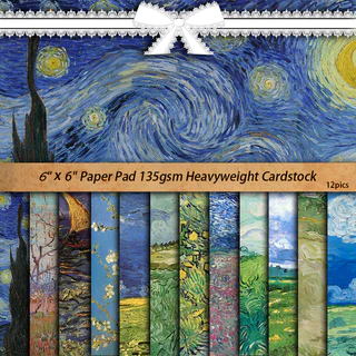 12folhas Material Van Gogh Papel Retro Jornal Decoração Diy Tools Papelaria Estudantil Artesanato