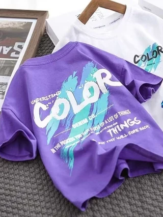 Camiseta de Manga Curta com Gola Arredondada Infantil