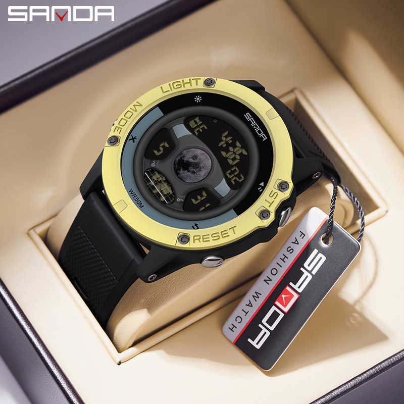 Sanda Relógio Eletrônico De Volante Personalizado Para Alunos Desportivos Esportivos À Prova D'água Jovens Multifuncionais De Pulso Homens De Exterior
