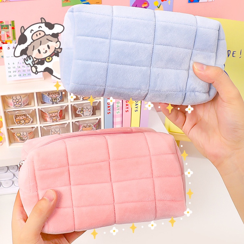 Almofada Para Estojo De Lápis Kawaii Saco De Cosmética De Grande Capacidade Fofo De Volta À Escola Meninas Material De Escritório Estudantes Papelaria