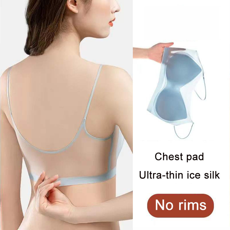 Soutien De Verão ultra-Fino De Mulher Com Tubo De Roupa Íntima De Seda Respirável E Emagrecimento De Gelo Reunido Sem Costura , Lindo Sutiã De Funda Traseira