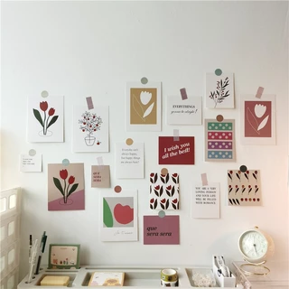 17pcs Cartão De Papel Tulipa Postal Pintura A Óleo Decoração De Parede Cartões De Bricolage Casa
