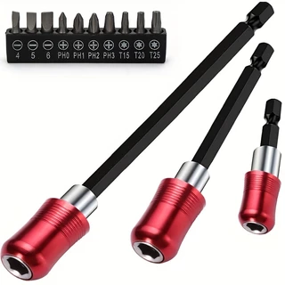 Extensão de broca, kit de ferramentas de suporte de broca magnética de liberação rápida com haste sextavada de 1/4 ”compatível com todos os bits de unidade de 1/4 de polegada.