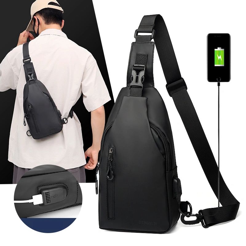 USB Beg Silang Lelaki Saco De Cintura Homens Sling Bag Men Ombro Para Mensageiro Corpo Cruzado Murah