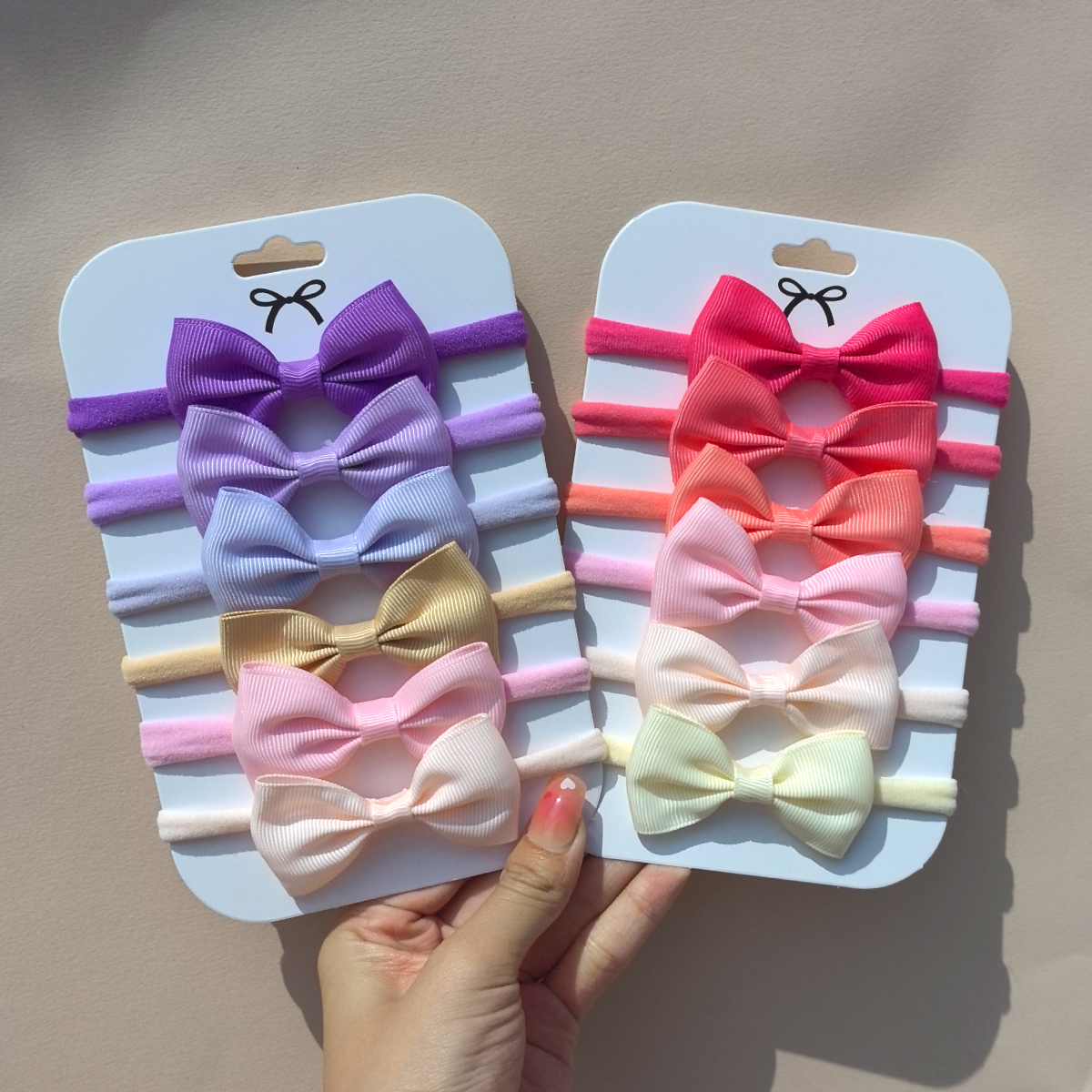 6Pcs Meninas Faixa De Cabelo Com Nó De Laço De Cor Sólida Para Bebês Kids Grograin Ribbon Headwear Faixas Acessórios Infantil