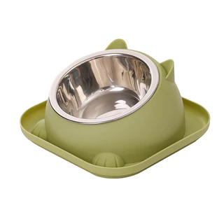 Tigela De Aço Inoxidável Famosa Na Internet Para Gatos , Cães Dupla , Proteção cervical Boca Oblíqua , Bacia popular Alimentos Animais Domésticos , Produtos