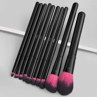 10 Conjunto de Escova de Maquiagem Profissional Preta de Alta Qualidade Inclui Escova Blush Escova em Pó Solta Escova para Sombra Escova para Sombra Escova para Manchas Escova para Sobrancelhas e outras Vendas Diretas de Fábrica FINDCOLOR