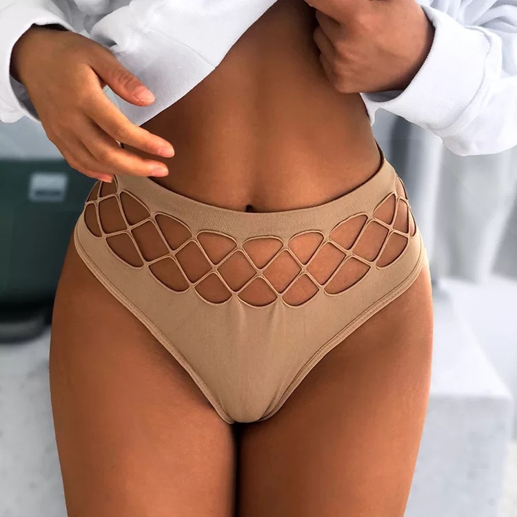 Fishnet Sexy Fishnet High Elastic Mesh Ladies Thong Fitness Desportivo Cintura Média Ladies T-Pants
