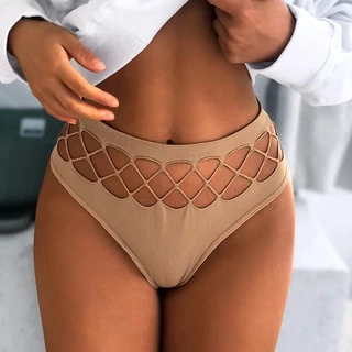 Fishnet Sexy Fishnet High Elastic Mesh Ladies Thong Fitness Desportivo Cintura Média Ladies T-Pants