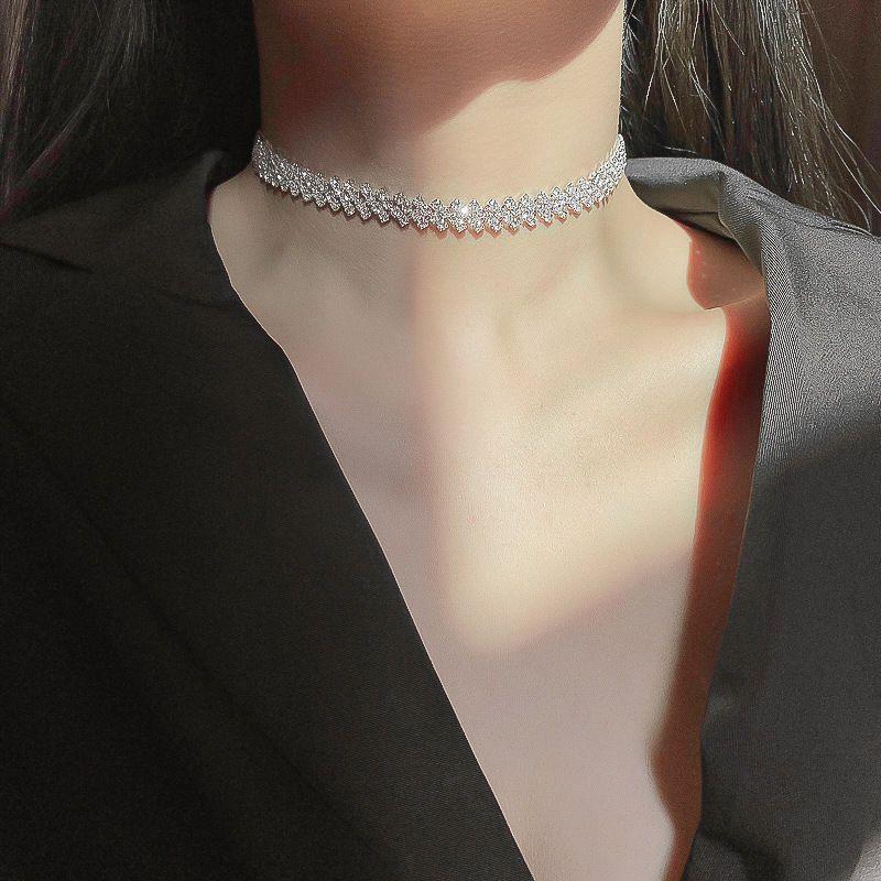 1 Flash diamante gargantilha clavícula corrente feminina Neckband luz ...