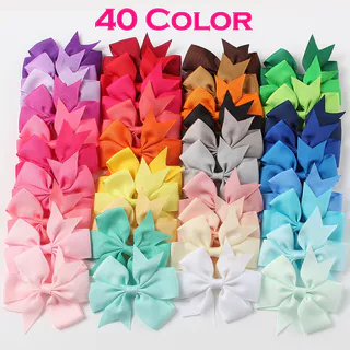 20/40 Peças Laços De Cabelo De Fita De Gorgorão Sólida Com Clipes Para Meninas Crianças Pequenas Acessórios Feitos À Mão