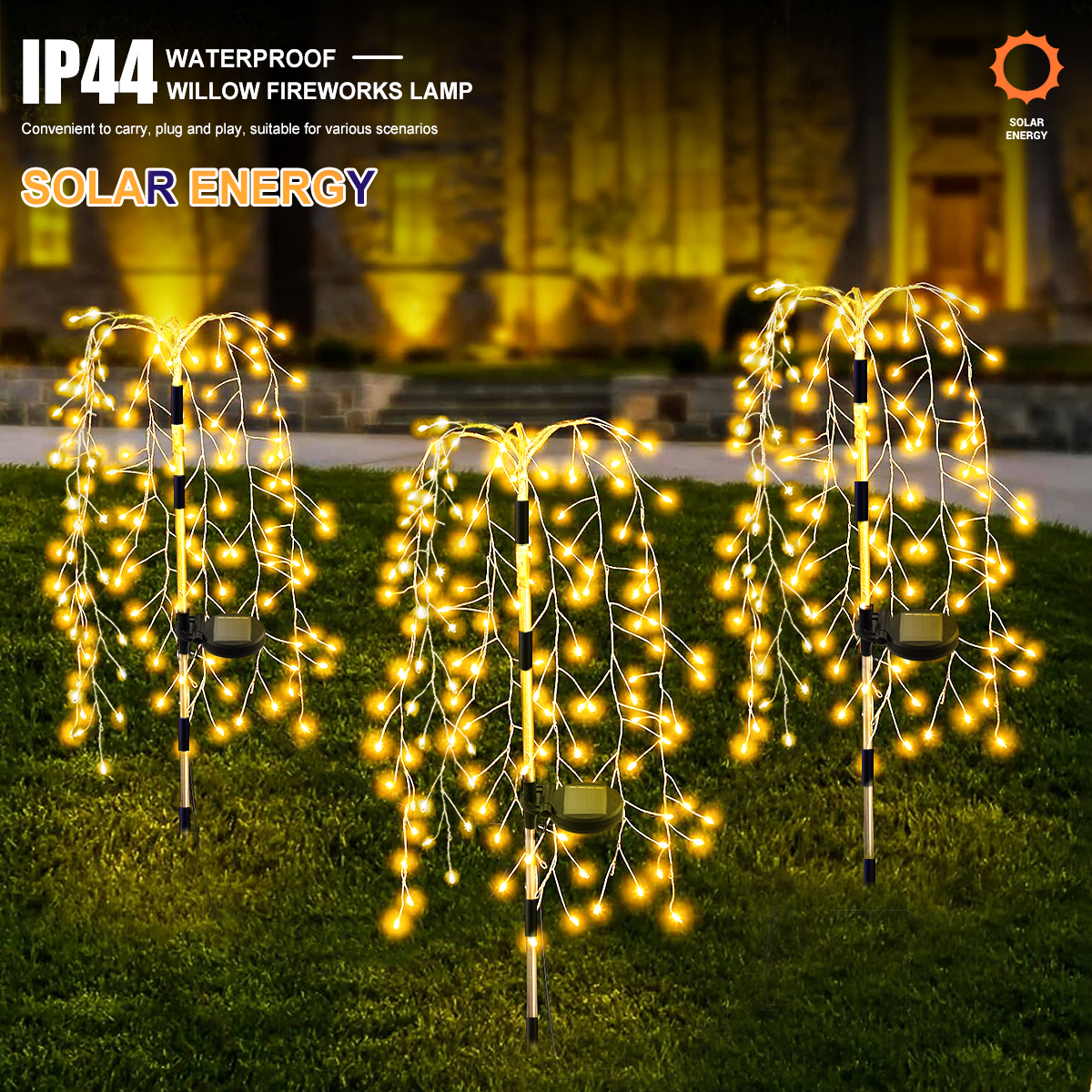 Luzes Solares Ao Ar Livre À Prova D'água Decoração De Fogos De Artifício Adequados Para Pátio , Jardim , Trilha , Grama , Terraço , Passarela