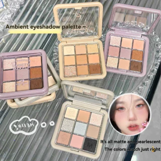 Paleta de Sombra de nove cores Sombra Perolada Mate Perolada Fina Micro-perda Terra Sombra Fumaça Diária