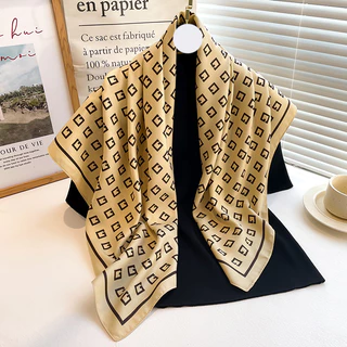 2024 Novo Desenho De Luxo Leve Lenço De Seda Quadrado Twill Para Mulheres Roubou Hijab Design Floral Print Wraps Lady Foulard Headband Shawl Bandana