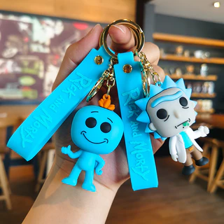 Desenho animado Rick e Morty Keychain Casal Carro Chaveiro de Casal Pingente Chaveiro Único Pingente Porta-Chaves Creative Schoolbag Pingente Porta-Chaves