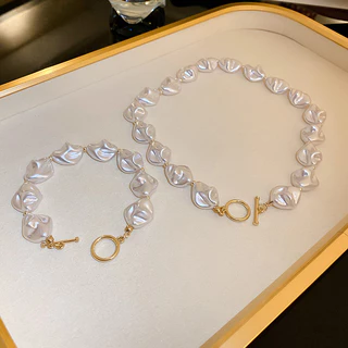 Drejew coreia dongdaemun irregular pérola em forma de t fivela colar pulseira design temperamento clavícula corrente moda colar para mulher