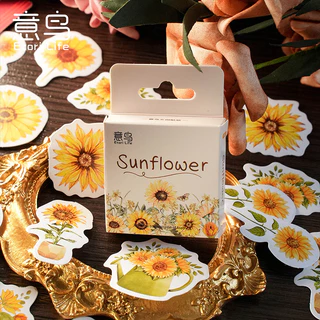 46pcs PVC Arte Criativa Estilo INS Girassóis Coloridos Flores Colagem Padrões Ricos Diários Estudantis De Bricolage , Copos , Laptops , Livros De Rascunho , Presente , Adesivos Decorativos