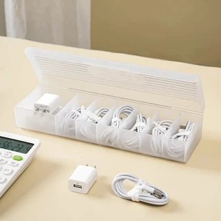 1Pc Caixa De Armazenamento De Cabos De Dados Transparentes Plástica Linha Para Fones De Ouvido De Mesa Papelaria Multifuncional