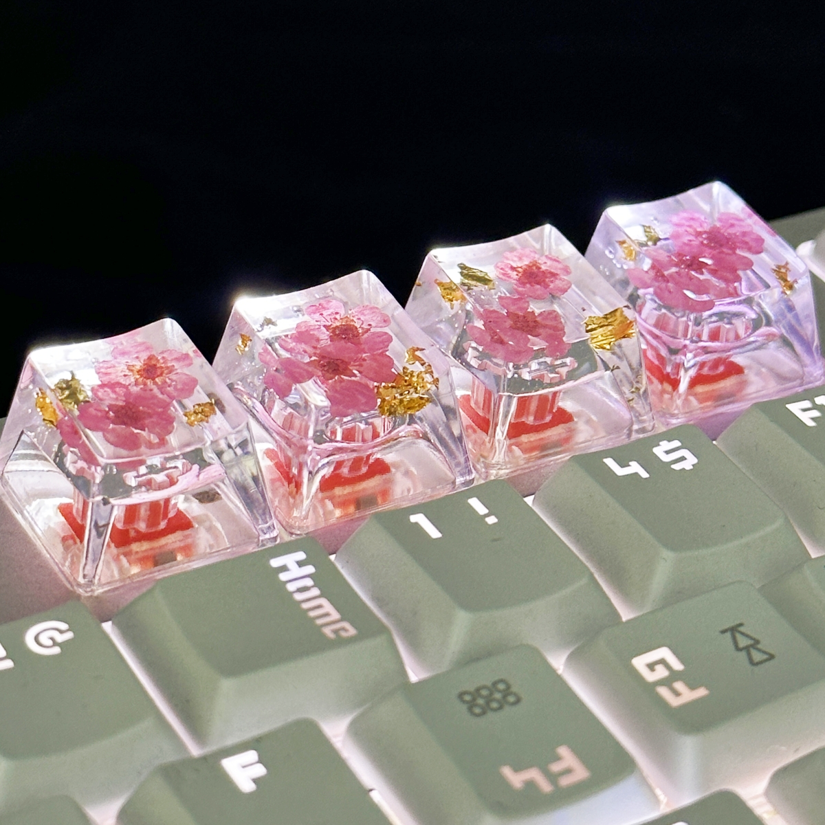 Chaveiro Super Transparente de 1 peça Super Transparente Flor Real Flor Seca Xiaomei Zhenhua Teclado Mecânico