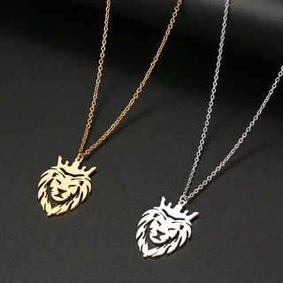 1PC Moda Masculina Aço Inoxidável 18K Colar Pingente Coroa De Leão Dourado Acessórios De Jóias
