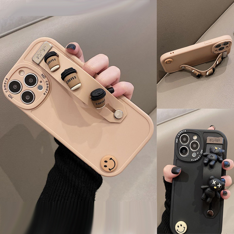 Estojo Telefônico Para iPhone7 7plus 8 8plus xs 11 12 13 14 15 Pro Plus Promax , Incluindo Cor Marrom , Alça De Pulso , E Suporte De Preço xr