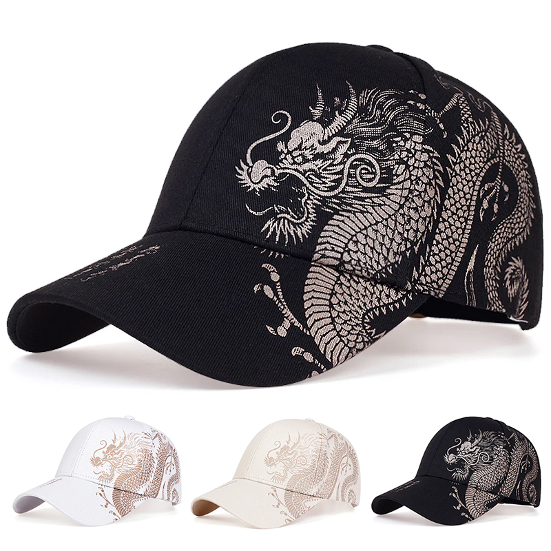 Unisex Golden Dragon Print Rapper Ajustável Hip Hop Chapéu De Baseball Primavera Outono-Chapéus De Lazer Ao Ar Livre Acessórios De Viagem Para Mulheres Homens