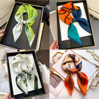 Cachecóis Quadrados Respiráveis E Multifuncionais , Femininos Da Moda Decorativos De Seda De Padrão Luxuoso