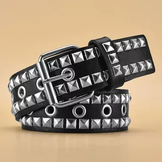 2024nova Cinta Quadrada Com Rebite De Contas Cinto Em Pirâmide Metálica Homem E Mulher Punk Hardware Jeans Y2K Designer Feminino