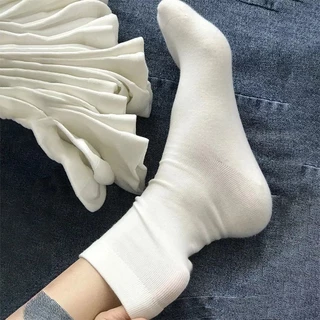Vários pares de meias femininas de cano médio preto branco leite branco confortável respirável absorção de umidade trans