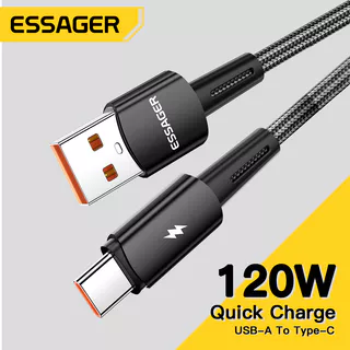 Essager 120W Cabo USB Tipo C Carga Super Rápida 67W De 6A Para Xiaomi 12Pro Redmi K50 Note 11Pro Black Shark5 Pro