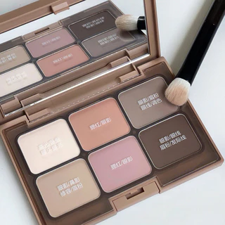 Paleta de Sombra de Seis Cores Mate Mate Mate Terra Cor Blush Alto Brilho Contorno de Olhos All-in-One