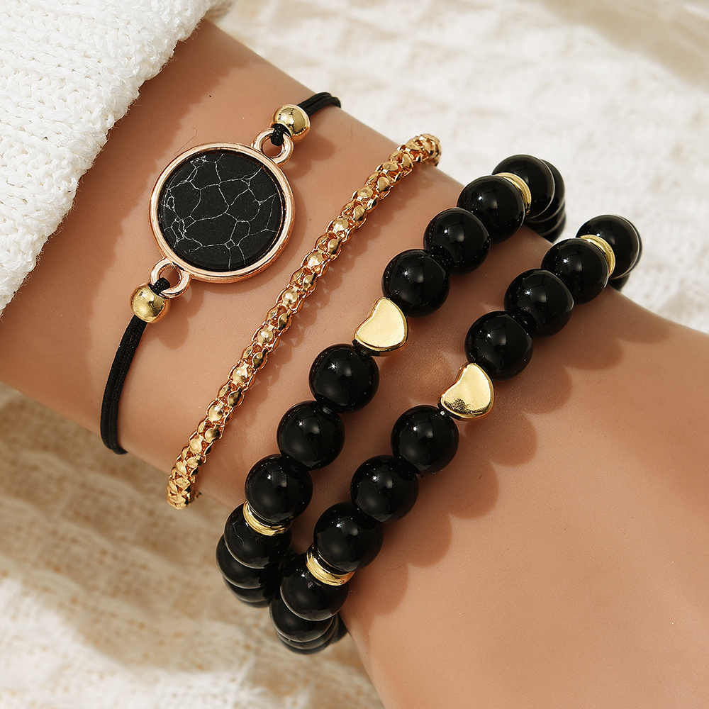 4Pcs Alloy Turquoise Beaded Tassel Novo Conjunto De Pulseiras Europeu E Americano