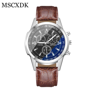 Relógio Masculino de 1 Pedaço de Banda de Aço de Vidro Azul Relógio Masculino de Quartzo Fashion Quartz