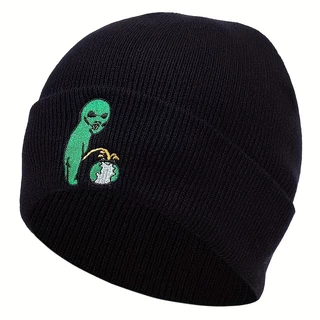 Unisex Aliens Carrying Lanternas Bordados Com Unisexo Chapéu De Malha Boné De Esqui Quente Primavera Outono-Viagem Esportiva Ao Ar Livre Para Mulheres Homens