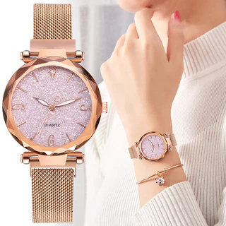 Elegante relógio magnético feminino luxuoso com diamantes incrustados