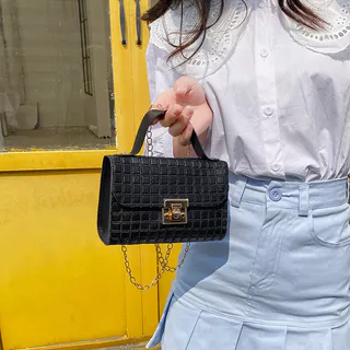 Bolsa para Senhoras Bolsa para Mensageiros com Corrente 2024 Bolsa Pequena Quadrada Portátil Moda Simples