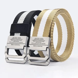 Tendência Do Cinto Masculino De Lona Com Fivela De Laço Duplo Feminino Calça De Carga Jeans Esportivo Exterior Sem Perfuração