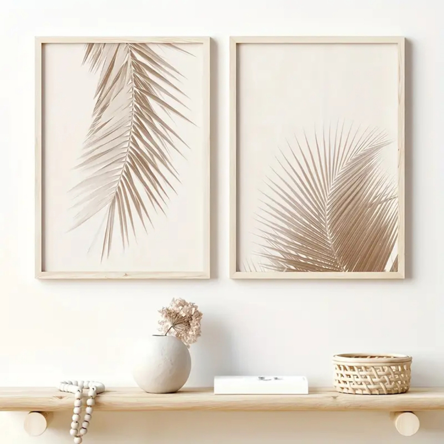 2pcs Panpas bege Panpas Planta de grama bege Pintura em Tela Família Pintura de Interiores Arte de Parede Pôster Nórdico Decoração de Sala de Estar