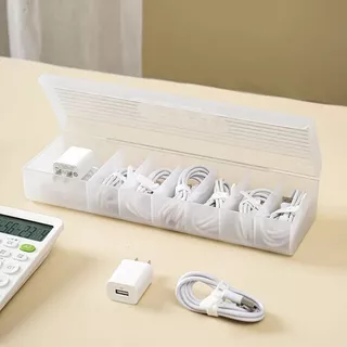 1Pc Caixa De Armazenamento De Cabos De Dados Transparentes Plástica Linha Para Fones De Ouvido De Mesa Papelaria Multifuncional