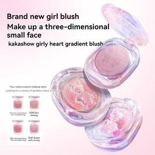 Coração Feminino Mudado Gradualmente O blusher Em Pó rouge blush Roxo Branco Fino E Brilhante Placa De Maquiagem Nua natural
