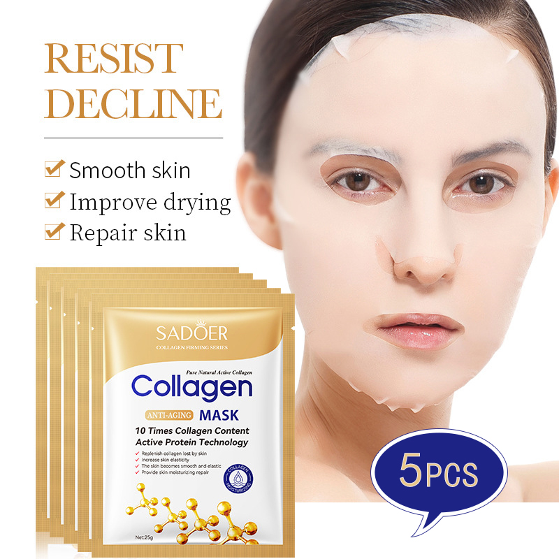 Máscara Hidratante Hidratante Hidratante Anti-Rugas Colágeno Ósseo 5pcs Máscara Hidratante Hidratante Hidratante Brilhante
