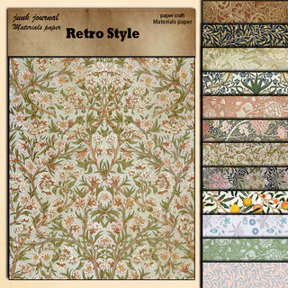12folhas Material De Tamanho Grande Papel 14,5 * 21cm Retro Journal Decoration Diy Tools Papelaria Estudantil Artesanato