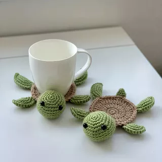 Bases Para Tartaruga De Crochê Feitas À Mão , Caneca De Animal Divertida , Presente Criativo De Aquecimento Doméstico De Malha , Decoração De Casa