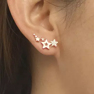 Brincos com Design geométrico de Metal com diamante piscante Zircon Star Earrings ins Cool Style Influencer