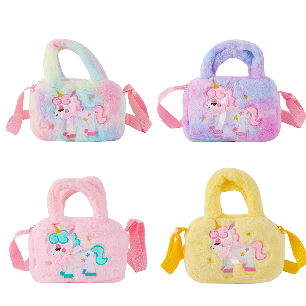 Desenho animado infantil Saco de criança Unicórnio Saco de Mensageiro Fofinha Saco de Pelúcia Saco de Ombro Fofinha Saco de Aniversário de Férias