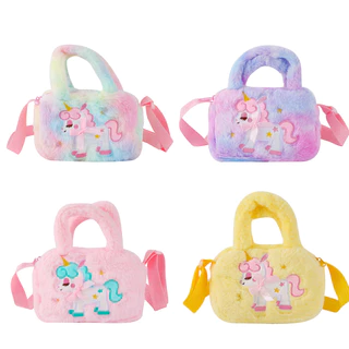 Desenho animado infantil Saco de criança Unicórnio Saco de Mensageiro Fofinha Saco de Pelúcia Saco de Ombro Fofinha Saco de Aniversário de Férias